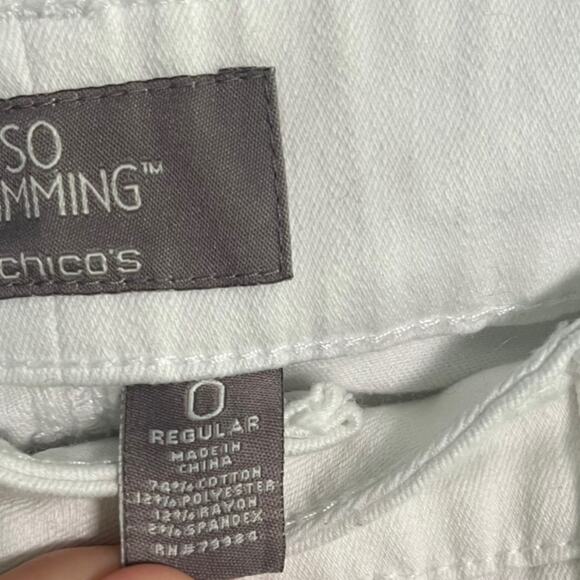 Chico's Women Jeans Size 0R S/4 White So Slimming Bootcut White Festival Resort - Picture 4 of 10